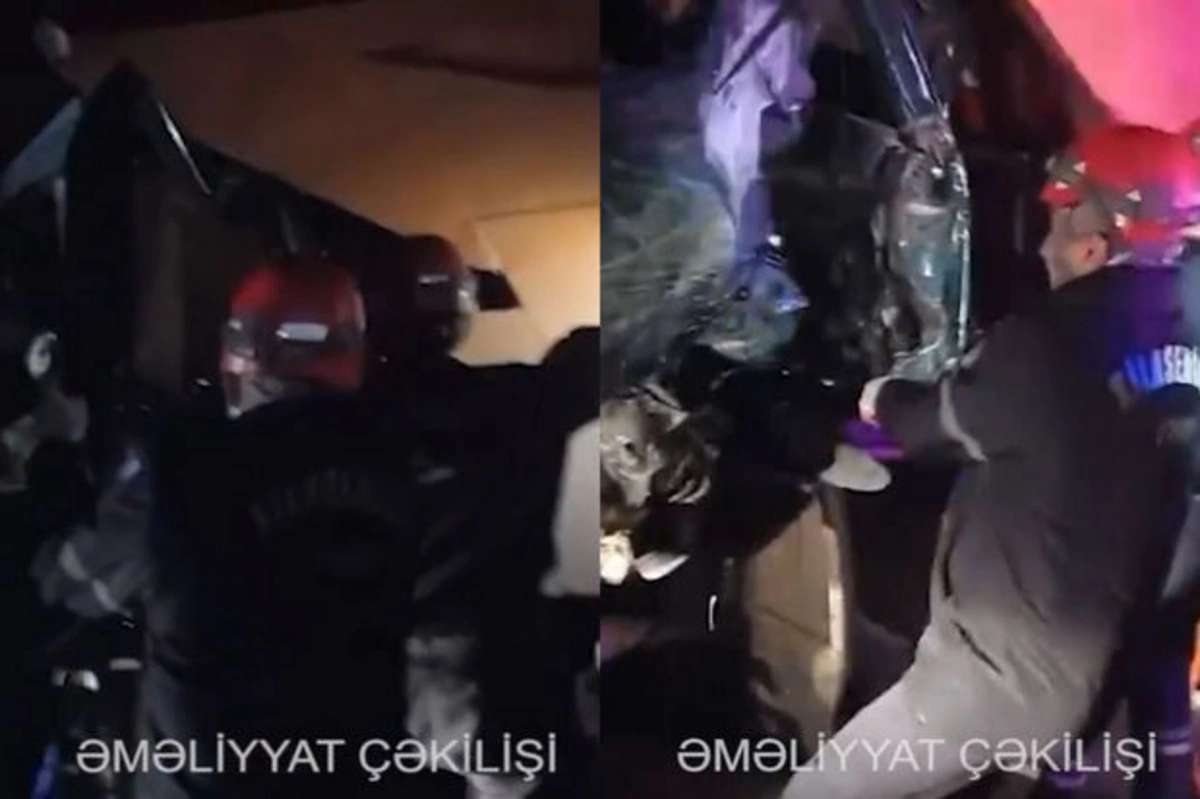 В Баку спасателям пришлось разрезать кабину КАМАЗ - ВИДЕО